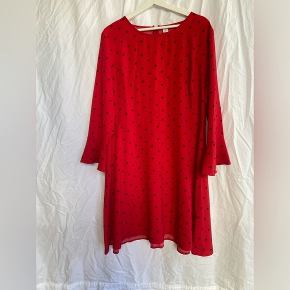 Old Navy Bell Sleeve Dress Polka Dot Red Size Medium Size XL - Picture 6 of 14